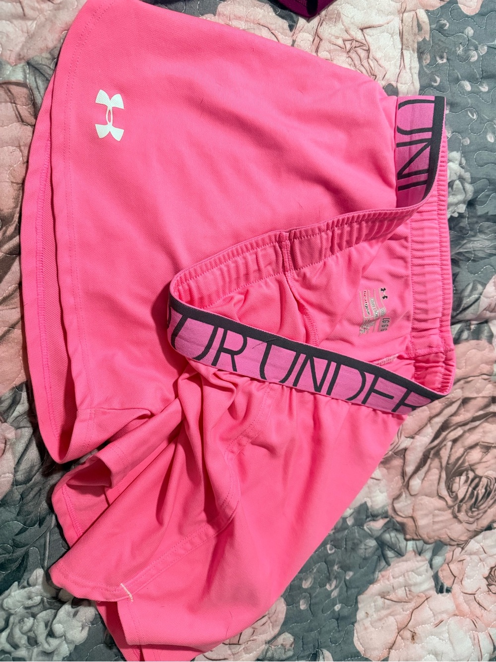 Under Armour Hot Pink Girls' Athletic Shorts with Branded Waistband